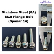 M10 x 1.25 Spanar 14 Stainless Steel (8A) Flange Bolt  (1pc)