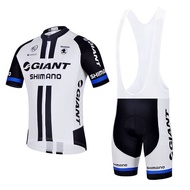 GIANT Bicycle Clothes Mens Bike Clothing Short Sleeve bib Set Cycling Jersey Team Bike Bicycle Shirt Gel Pad Cushion Shorts Road Ride Wear