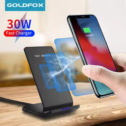 30W Qi Wireless Charger Stand Fast Charging Dock Station For Samsung S20 S10 Xiaomi iPhone 12 11 Pro