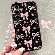 1pc Black Luxury Fashion Irregular UV Painted Cute Pink Bow With Pink Heart Bracelet, Raised Edge An