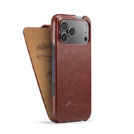 Vertical Flap iPhone 17 Pro/17 Pro Max Leather Flip Case Cover Vintage Glossy R64 Texture iPhone 17 