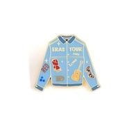 Taylor Swift Eras Tour Jacket Enamel Pin, Blue Denim Style Brooch with Album Symbols, Swiftie Lapel 