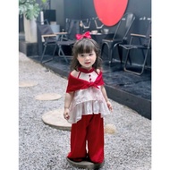 Hiwo Silk Bibs Set with Baby Scarf in Soft Fabric, Red Bibs for Girls for Mid-Autumn Festival, CNY(C