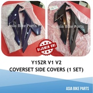 Yamaha Original Y15ZR V1 V2 Side Covers Coverset Tepi Segitiga Matt Black / Purple - B17-F1711-00 / 