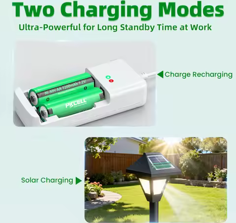 24Pcs PKCELL 1200mAh NiMH 1.2V Battery for Solar Light AA Rechargeable Batteries