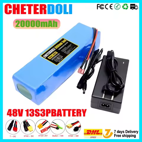 13S3P 20Ah Lithium-ion Battery Pack 48V 20000mAh with 250W 350W 500W 750W 1000W BMS for 54.6V E-bike