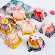 50pcs Disposible Round Egg Yolk Crisp Moon Cake Box/ Square Plastic Mooncake Dome Boxes/ Packaging Dessert Mousse Trays Container