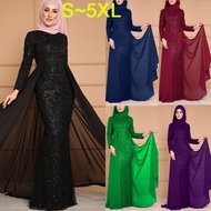 Plus Size  Muslimah Baju Raya Tutup Aurat Kurung Abaya Robe Prom Elegant Gown Dinner Evening Dress M
