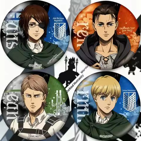Attack on Titan Anime Badge Hanji Zoe Eren Yeager Armin Arlert Erwin Smith Collectible Merchandise F