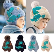 ABETTERIC Kids Earmuffs Cap, 2-8year Boy Girl Cartoon Dinosaur Baby Knitted Hat, Cute Warm Windproof