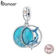 bamoer 925 Sterling Silver Enamel Undersea Whales Blue Ocean Charm Pendant for Original Bracelet Bangle Women Jewelry BSC434