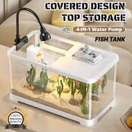 READYSTOCK🔥Aquarium Fish Tank Starter Kit, Desk Aquarium Set,Complete Desktop AS Plastic Aquarium wi