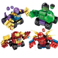 War Machine Anime Motorcycle Spiderman Iron Man Hulk Venom Armor Mech Mini Model Figure Building Blocks Compatible Kid Toy Gifts