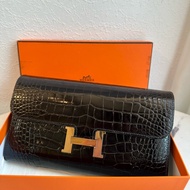 Hermes 鱷魚皮 長夾 超美 可以改成斜背包