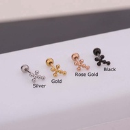 1piece Piercing Earring EarLobe Helix Tragus Cross Stainless Steel