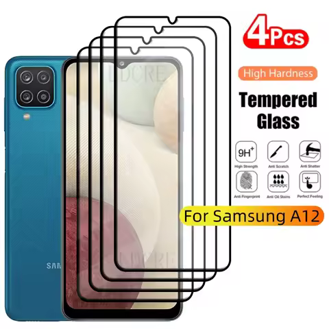 4Pcs For Samsung A12 Glass Samsung Galaxy A12 Tempered Glass 9H Protective Full Cover Glue For Scree