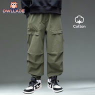OWLLADE Cargo Jogger Pants for Kids Boy in Green B02 4T-2