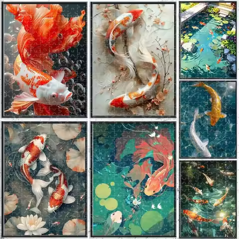 500 PCS Puzzle Koi Fish That Always Brings Good Luck Diy for Adults Beginners - Handmade, Gifts Home