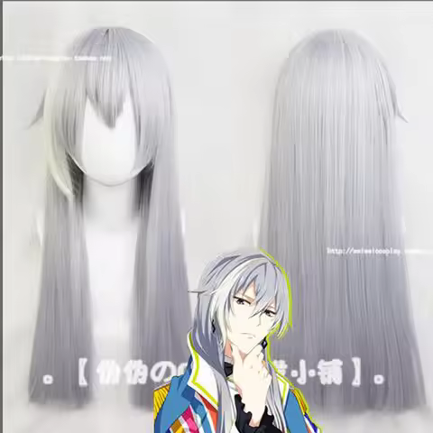 65cm Anime IDOLiSH7 Cosplay Wig Re:vale YUKI Long Silver Gray Mix Synthetic Hair for Adult Role Play