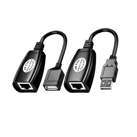 1 Pair USB to RJ45 LAN Ethernet Extension Cable Adapter RJ45 Female Extender Converter Over Cat5E/6 