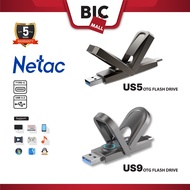 [Authorised Store] Netac OTG Flashdisk US5 | US9 USB 3.2 + Type C Solid State Flash Drive 128GB/ 256