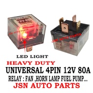 RELAY 4PIN 12V/24V 80A HEAVY DUTY TYPE WITH LED LIGHT SUITABLE FOR ALL CAR LORRY  RELAY HEAD LAMP , 