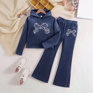Tween Girls' Casual Comfortable Hoodie Sweatshirt & Flare Pants Set Essentials Hoodie Suitable For E