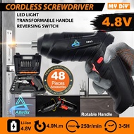 Ready Stock !!! Allefix 48pcs 4.8V USB Charging Cordless Screwdriver Drill 4.8V Cordless Drill Machi