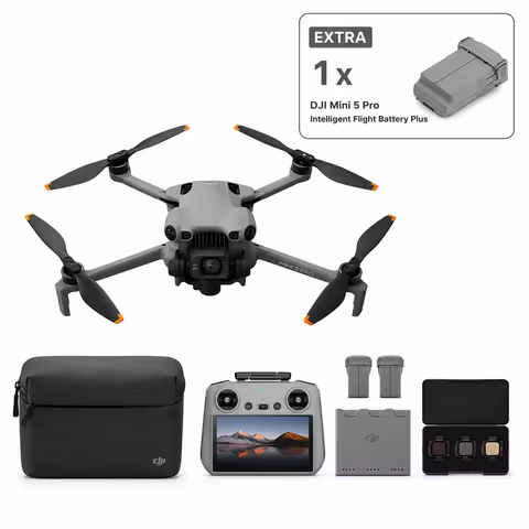 DJI Mini 5 Pro Fly More Combo Plus w/ RC 2, 1" CMOS 4Ks Drone, Obstacle Sensing, ActiveTrack 360°, L