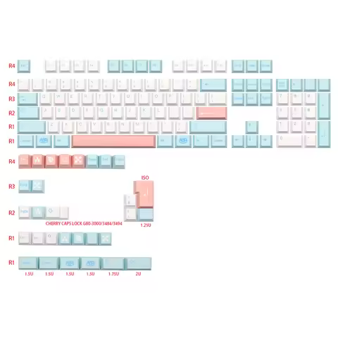 1 Set GMK Noel Dye Subb Keycaps PBT Cherry Profile German French Italian Spain UK ISO Key Caps For T