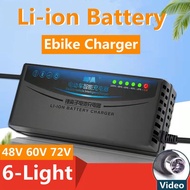【for 3.2v 3.7v Li-ion Battery Ebike】24V 36V 48V 60V 72V 2A 3A 5A 6-Light Display Ebike Charger Elect