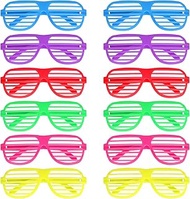 BOZILY Party Glasses Set of 6 Neon Colour Shutter Shades Glasses Party Glasses Fashion Shutter Shade