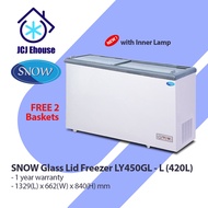 SNOW FREEZER / SNOW GLASS LID CHEST FREEZER LY450GL - L ( 420L ) / WITH INNER LAMP