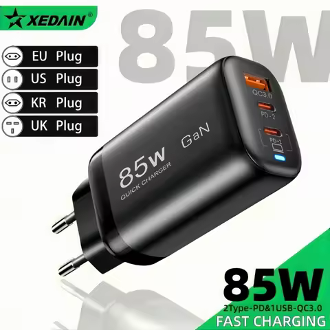 Real 85W GaN Type C Charger USB QC3.0 For Laptop Ipad PPS PD 65W Fast Charge For Samsung Xiaomi iPho