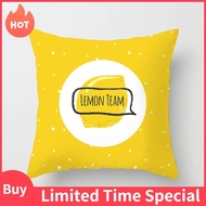 Yellow Cartoon Geometry Pillowcase with Zip 45×45cm Square Pillowcase Peachskin Fabric Sofa Cushion Cover Home DecorsJR