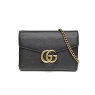 GUCCI Interlock風琴包小號20黑色牛皮金扣肩背包