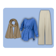 Setelan Wanita Kekinian One Set Hijab Pashmina Ceruty & blouse Kerut Linen & kulot Knit 055A Murah