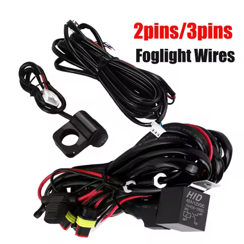 12V Universal Foglight Wiring Harness with Inline Fuse Car 2pin 3pins LED Fog Lamp Head Light Wire C