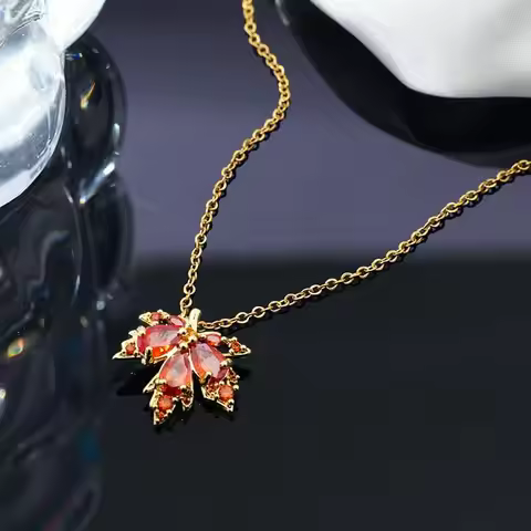 Gold Dainty Maple Leaf Necklace Autumn Maple Leaf Pendant Necklace Halloween Christmas Thanksgiving 