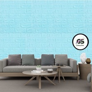 OK Wallpaper Foam 3D Bata Warna Biru Muda Premium Wallpaper