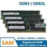 Samsung Memory RAM DDR3 8GB 16GB 1333MHz 1600MHz 1866MHz หน่วยความจำเซิร์ฟเวอร์ PC3L PC3-10600R PC3-