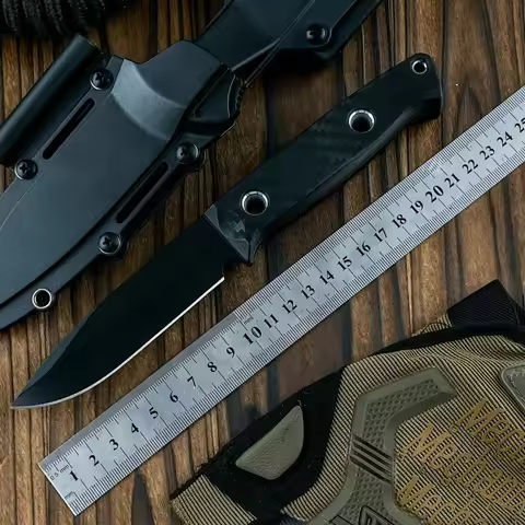 Hot 163BK Jungle Fixed Blade Knife with Sheath D2 Blade Nylon Fiber Handle Outdoor Survival Knife ED