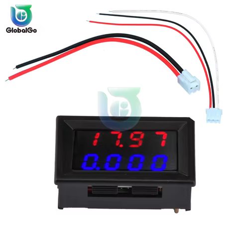 LED Digital Voltmeter DC 500V 10A Mini Digital Voltmeter Ammeter Voltage Current Meter Tester Red Bl
