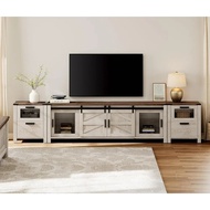 Stand Set For 85 Inch Tv With Charging Station, 3 In 1 Wood Entertainment Center Tv Console Table Fo