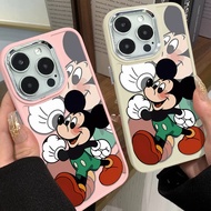 Cute and Funny Mickey  Phone Case Compatible for IPhone 11 12 13 Pro 14 15 7 8 Plus SE 2020 XR X XS Max TPU Soft Casing Metal Lens Protector Shockproof Large Hole Frame