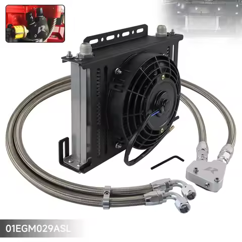 28 Row 7" Electric Fan Kit 10AN Oil Cooler New w/ Bracket Fits for GM Chevy V8 Engine LSX LS1 LS2 Ad