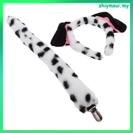 1Set Kids Dalmatian Spotted Dog Ear Headband and Tail Plush Set for Cosplay Dress-Up Events  zhiymsu