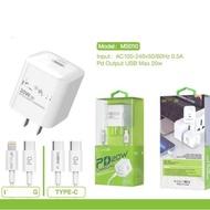 2IN1 Charger and Data Cable Type-C to Type-C and Type-C to l0S with BOX(MS010)