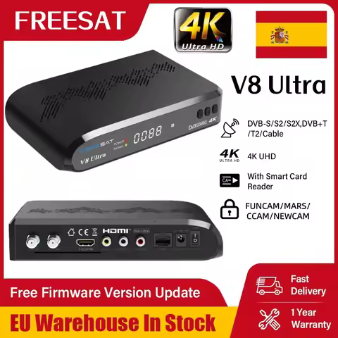 FREESAT V8 Ultra 4K UHD Satellite TV Receiver DVB-S/S2/S2X,DVB-T2/T+C+ISDBT+ATS-C,FUNCAM/MARS/CCAM W