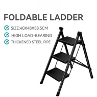 Step Ladder 3 Step Foldable Ladder Black Household Ladder